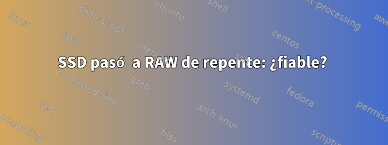 SSD pasó a RAW de repente: ¿fiable?