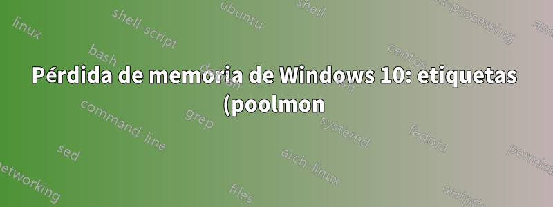 Pérdida de memoria de Windows 10: etiquetas (poolmon) FMic e Irp: grupo no paginado de 5,7 GB