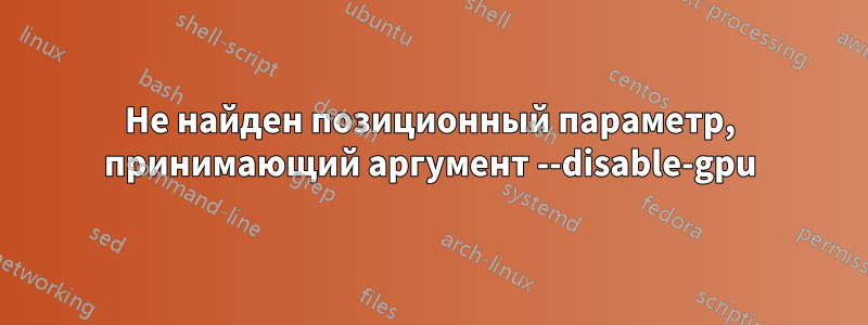 Не найден позиционный параметр, принимающий аргумент --disable-gpu