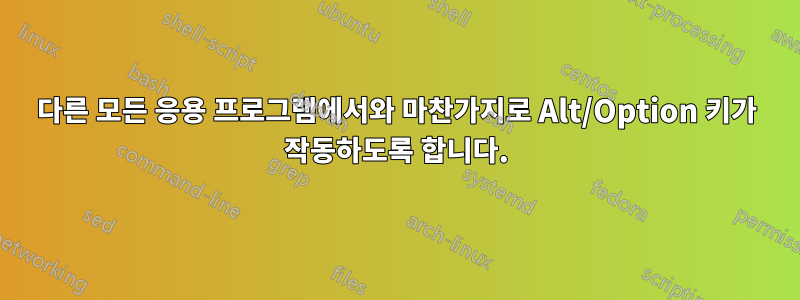 다른 모든 응용 프로그램에서와 마찬가지로 Alt/Option 키가 작동하도록 합니다.