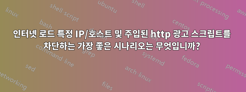 인터넷 로드 특정 IP/호스트 및 주입된 http 광고 스크립트를 차단하는 가장 좋은 시나리오는 무엇입니까?