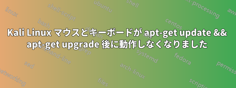 Kali Linux マウスとキーボードが apt-get update && apt-get upgrade 後に動作しなくなりました