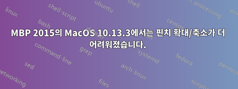 MBP 2015의 MacOS 10.13.3에서는 핀치 확대/축소가 더 어려워졌습니다.