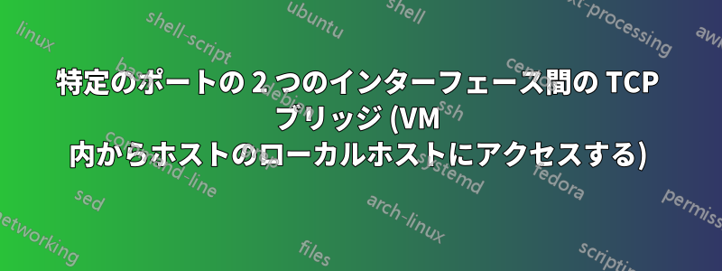 特定のポートの 2 つのインターフェース間の TCP ブリッジ (VM 内からホストのローカルホストにアクセスする)