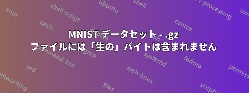 MNIST データセット - .gz ファイルには「生の」バイトは含まれません