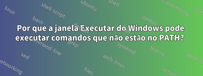 Por que a janela Executar do Windows pode executar comandos que não estão no PATH? 