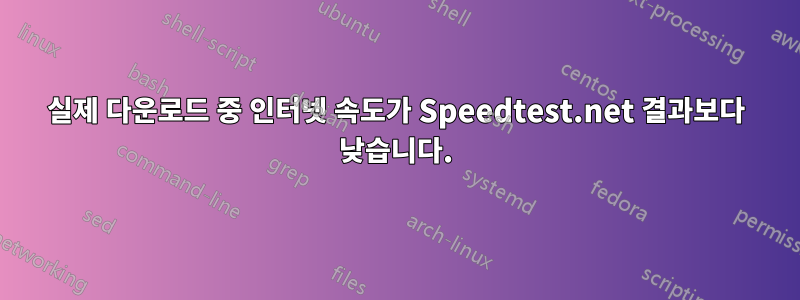 실제 다운로드 중 인터넷 속도가 Speedtest.net 결과보다 낮습니다.