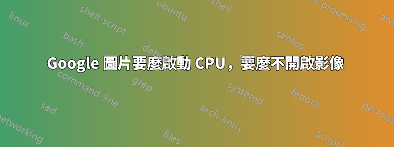 Google 圖片要麼啟動 CPU，要麼不開啟影像