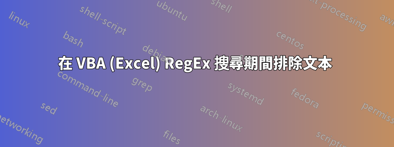 在 VBA (Excel) RegEx 搜尋期間排除文本