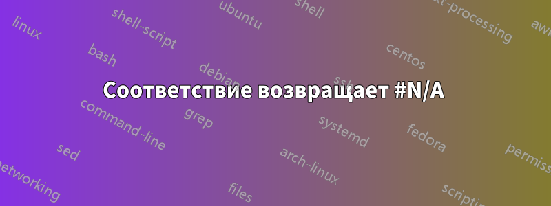 Соответствие возвращает #N/A