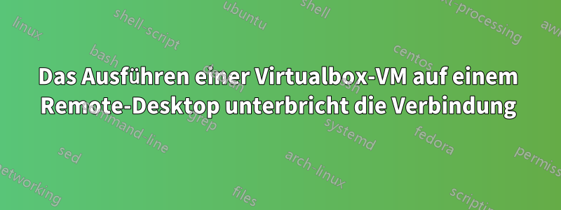 Das Ausführen einer Virtualbox-VM auf einem Remote-Desktop unterbricht die Verbindung