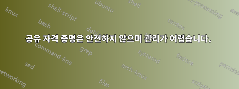 공유 자격 증명은 안전하지 않으며 관리가 어렵습니다.