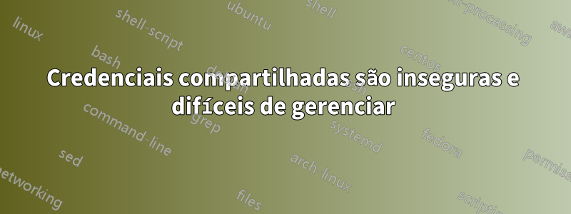 Credenciais compartilhadas são inseguras e difíceis de gerenciar