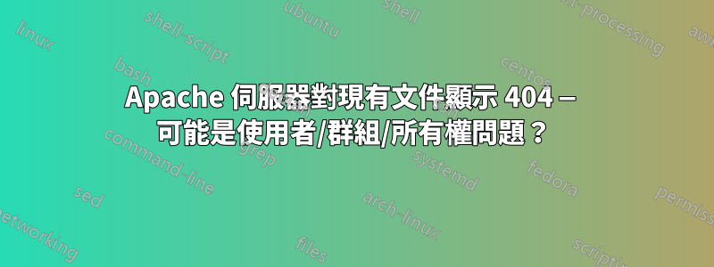 Apache 伺服器對現有文件顯示 404 — 可能是使用者/群組/所有權問題？