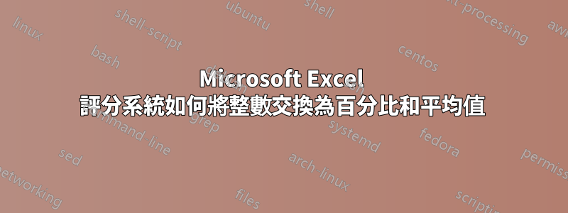 Microsoft Excel 評分系統如何將整數交換為百分比和平均值