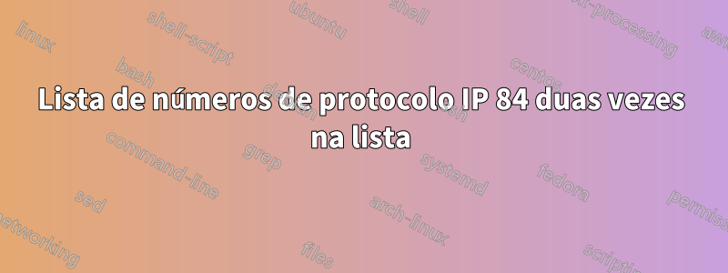 Lista de números de protocolo IP 84 duas vezes na lista