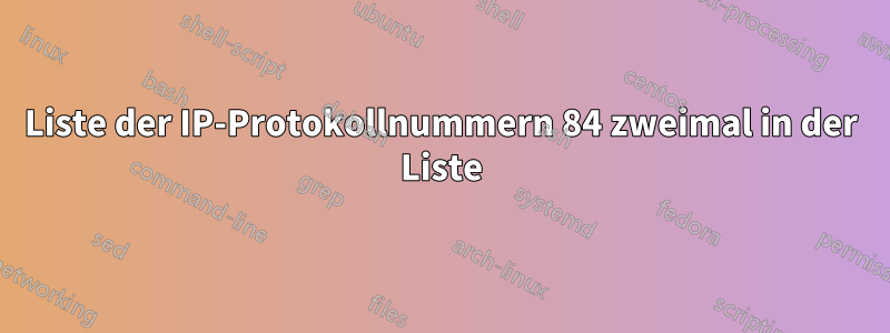 Liste der IP-Protokollnummern 84 zweimal in der Liste