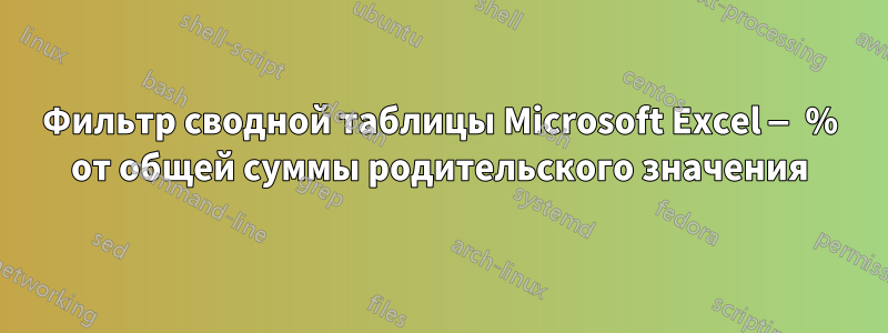 Фильтр сводной таблицы Microsoft Excel — % от общей суммы родительского значения