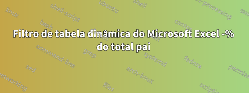 Filtro de tabela dinâmica do Microsoft Excel -% do total pai