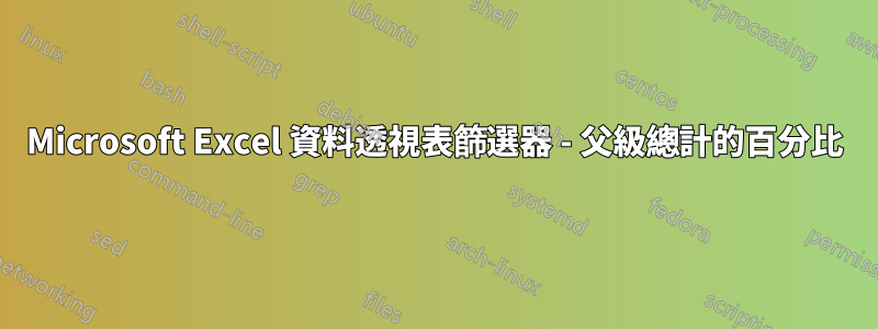 Microsoft Excel 資料透視表篩選器 - 父級總計的百分比