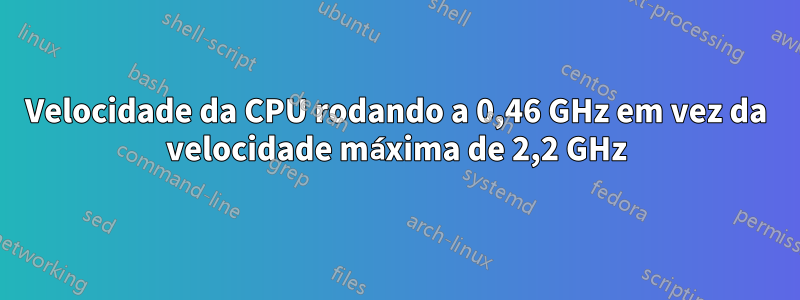 Velocidade da CPU rodando a 0,46 GHz em vez da velocidade máxima de 2,2 GHz