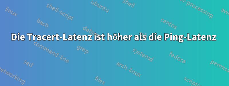 Die Tracert-Latenz ist höher als die Ping-Latenz