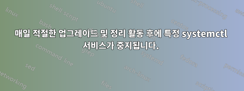 매일 적절한 업그레이드 및 정리 활동 후에 특정 systemctl 서비스가 중지됩니다.