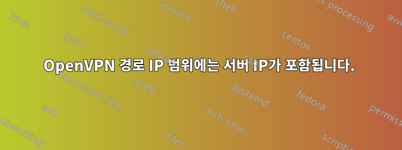 OpenVPN 경로 IP 범위에는 서버 IP가 포함됩니다.