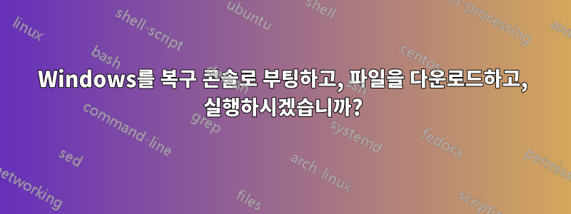 Windows를 복구 콘솔로 부팅하고, 파일을 다운로드하고, 실행하시겠습니까?