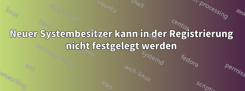 Neuer Systembesitzer kann in der Registrierung nicht festgelegt werden