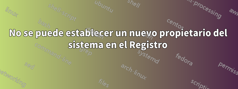 No se puede establecer un nuevo propietario del sistema en el Registro