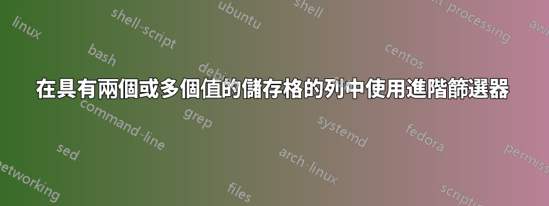 在具有兩個或多個值的儲存格的列中使用進階篩選器