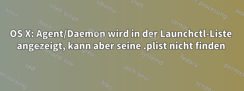 OS X: Agent/Daemon wird in der Launchctl-Liste angezeigt, kann aber seine .plist nicht finden