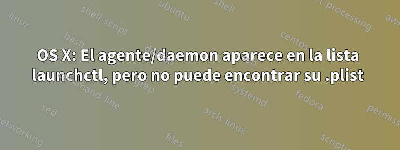 OS X: El agente/daemon aparece en la lista launchctl, pero no puede encontrar su .plist