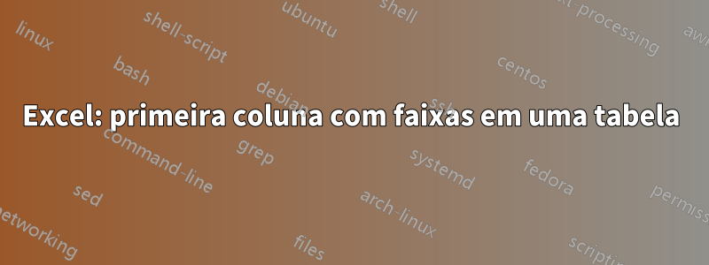 Excel: primeira coluna com faixas em uma tabela