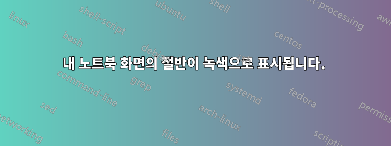 내 노트북 ​​화면의 절반이 녹색으로 표시됩니다.