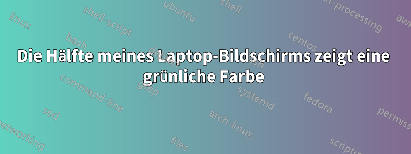 Die Hälfte meines Laptop-Bildschirms zeigt eine grünliche Farbe