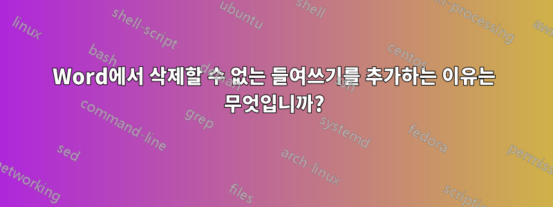 Word에서 삭제할 수 없는 들여쓰기를 추가하는 이유는 무엇입니까?