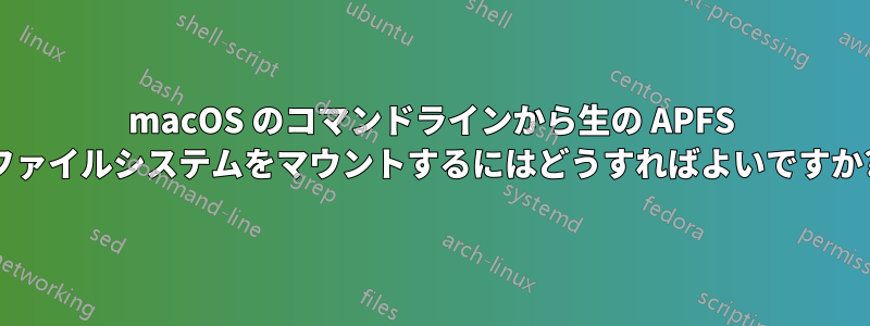 macOS のコマンドラインから生の APFS ファイルシステムをマウントするにはどうすればよいですか?