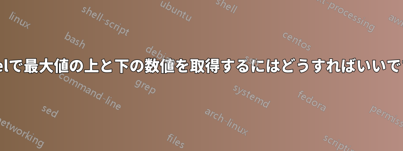 Excelで最大値の上と下の数値を取得するにはどうすればいいですか