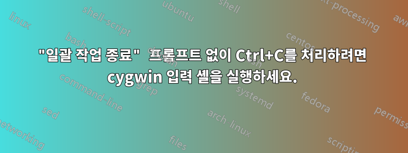 "일괄 작업 종료" 프롬프트 없이 Ctrl+C를 처리하려면 cygwin 입력 셸을 실행하세요.