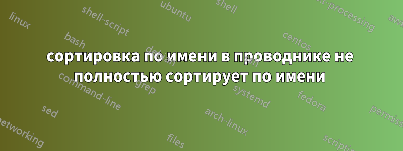 сортировка по имени в проводнике не полностью сортирует по имени