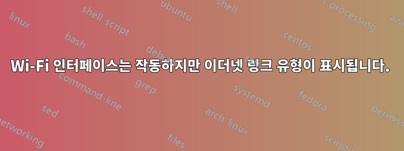 Wi-Fi 인터페이스는 작동하지만 이더넷 링크 유형이 표시됩니다.