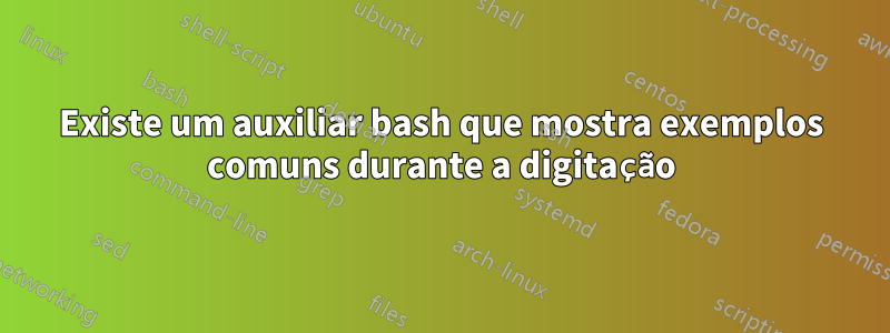 Existe um auxiliar bash que mostra exemplos comuns durante a digitação