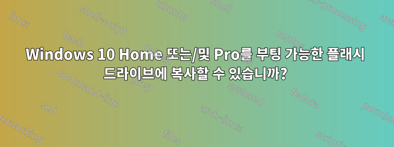 Windows 10 Home 또는/및 Pro를 부팅 가능한 플래시 드라이브에 복사할 수 있습니까?