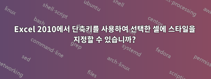 Excel 2010에서 단축키를 사용하여 선택한 셀에 스타일을 지정할 수 있습니까?