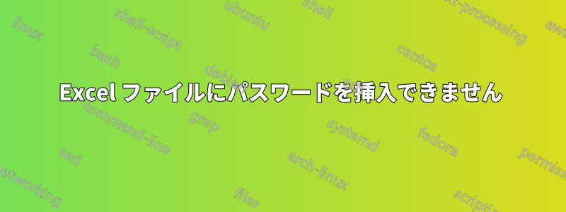 Excel ファイルにパスワードを挿入できません