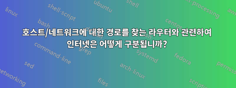 호스트/네트워크에 대한 경로를 찾는 라우터와 관련하여 인터넷은 어떻게 구분됩니까?