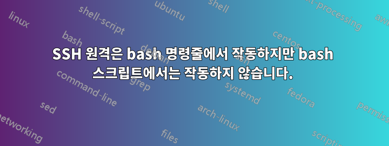 SSH 원격은 bash 명령줄에서 작동하지만 bash 스크립트에서는 작동하지 않습니다.
