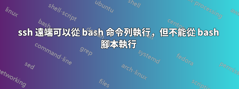 ssh 遠端可以從 bash 命令列執行，但不能從 bash 腳本執行